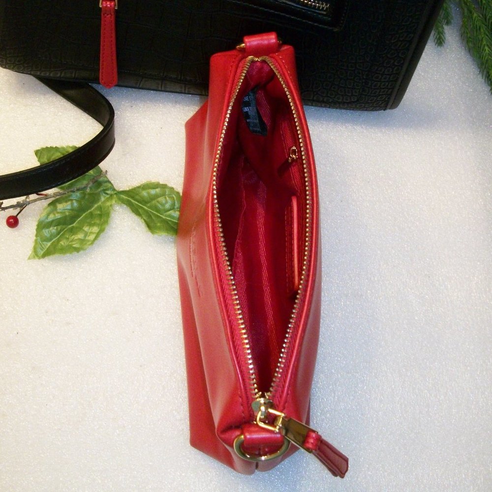 LIKE DREAMS Black & Red Croc Embossed Tote Bag PLUS Cosmetic Bag Insert NEW - Picture 7 of 14